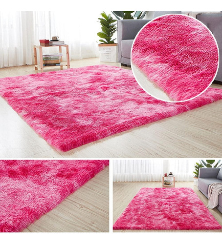 Alfombras Peluda Alfombra Fucsia Jaspeada 200x300 Antidesliz