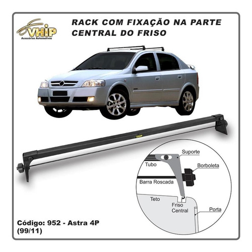 Imagem 2 de 2 de Rack De Teto Astra 99 10 11 2/4 Portas Preto Aço Vhip