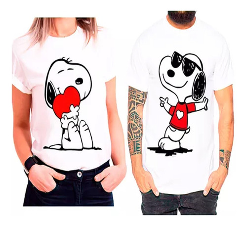 Poleras Duo Con Diseño Pareja Snoopy - Amor  - Enamorados