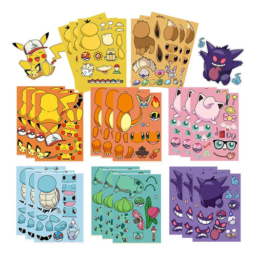 Pegatinas Stickers Pokemon 8 Pack Make A Face Pikachu