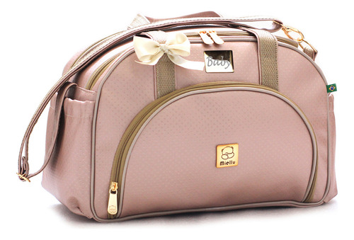 Bolsa Maternidade Média Bebe Com Nome Do Bebe Enxoval Miellu Cor Ouro Rosa