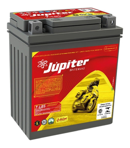 Bateria Agm Moto Júpiter 12v 7ah 7-lbs Elite Nx 400i Falcon