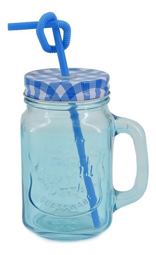 Jars Tarro 16oz Con Tapa Vintage Macilux Color Azul