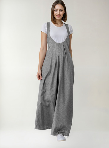 Mono Mujer Overol Jumpsuit De Moda Para Dama Bareim Gris S
