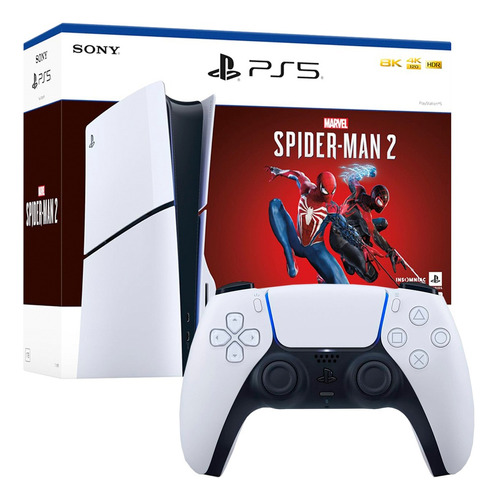 Consola Playstation 5 Ps5 Slim Spider Man 2 Y Mando Blanco