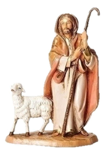 Fontanini Figura De The Good Shepherd With Sheep Italian Nat