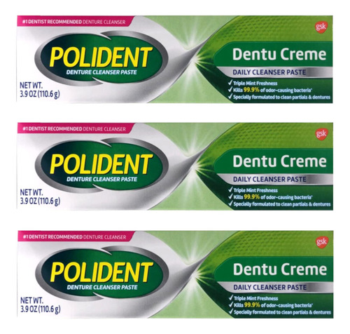 Polident Dentu-creme Limpiador De Dentaduras - 3.9 Oz, Paque