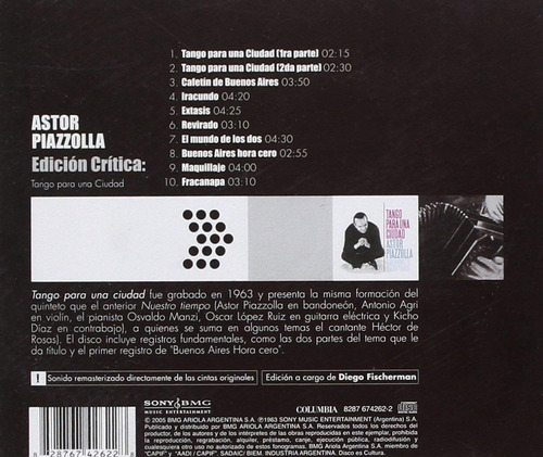 Imagen 2 de 2 de Astor Piazzolla Tango Para Una Ciudad Cd Edicion Critica
