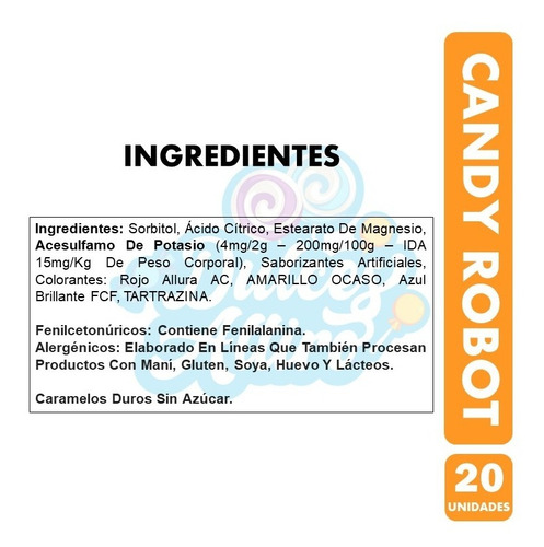 Candy Robot Lanza Bola Especial Cumpleaños - (contiene 20un)