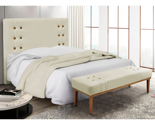 Kit Recamier E Cabeceira Santorini Spz 195cm King Veludo Cor Bege-2221