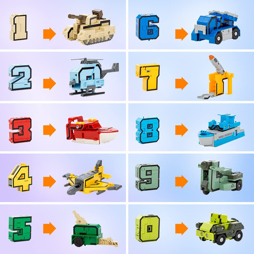 Juguete Transformador Alpha Bot Números Para Niños De 3 Años Personaje Color