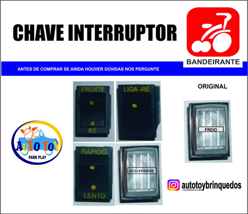 Botão Interruptor Brinquedos Bandeirante