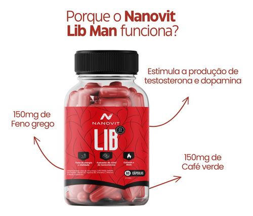 Nanovit Lib Man 60 Cáps - Feno Grego + 12 Nutrientes