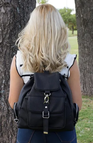 Mochila Morral Símil Cuero Negra Mujer Grande