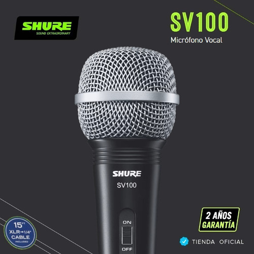 Imagen 3 de 10 de Micrófono Dinámico Shure Sv100 Multiuso Incluye Cable