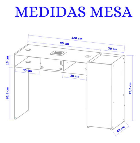 Mesa Manicure Sugnails Com Apoio De Pé Acompanhamento