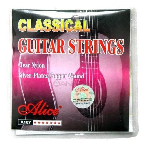 Alice A107n Juego Cuerdas Guitarra Clasica Nylon Trans Plata