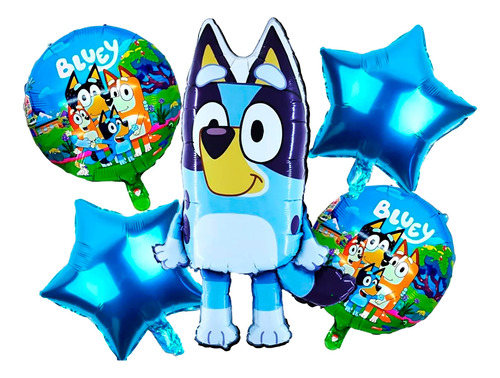 Bouquet Globos Perro Bluey Azul Bingo Niño Animales Mascota