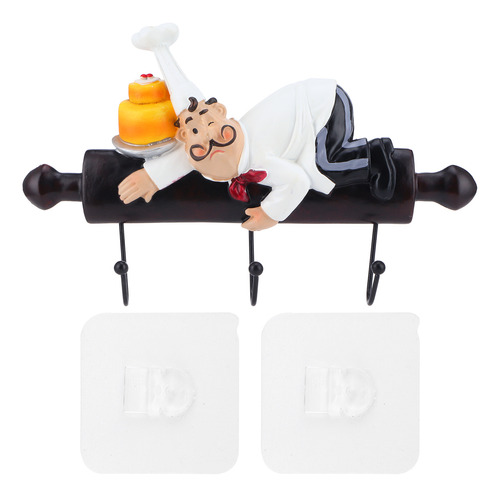 Figura De Chef Con Forma De Gancho Para Pared, Autoadhesiva,