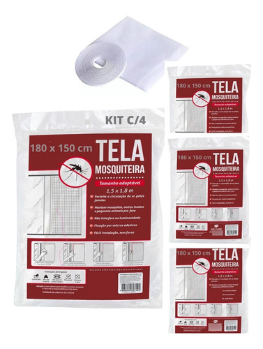 4 Tela Rede Porta Mosqueteiro C/ Velcro Resistent Sombrite