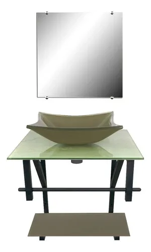 Kit de bañera, lavabo suspendido, lavabo de vidrio de color mármol travertino