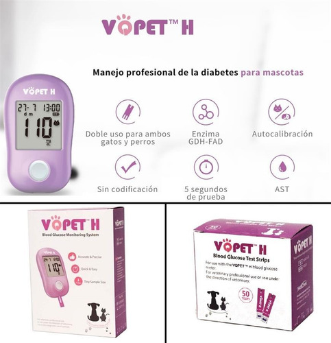 100x Tiras Reactivas Vqpet Medidor De Glucosa Veterinario
