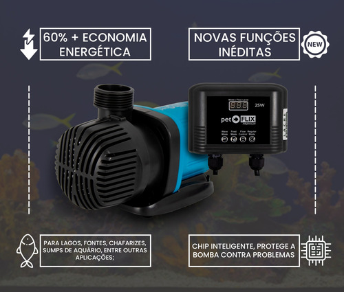 Bomba Submersa P/ Aquários Com Simulador De Ondas Pet Flix