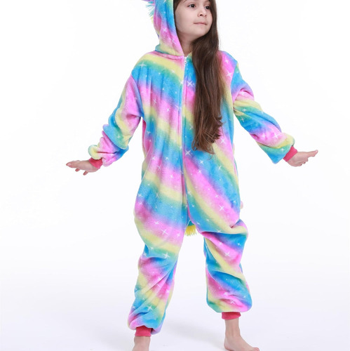 Pijama Disfraz Mameluco Unicornio Glitter Plush Abrigado 