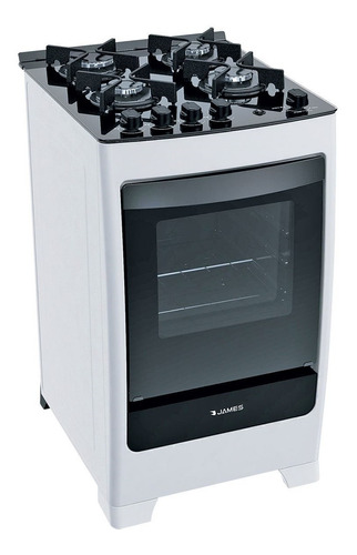 Cocina James C700 V 4 Hornallas Mesada De Vidrio Blanca