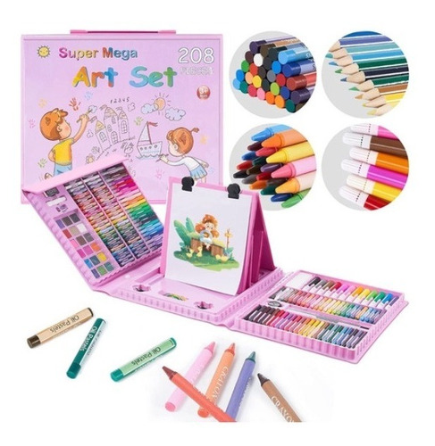 208 Piezas De Arte Para Niños Kit Set De Dibujo Portátil 