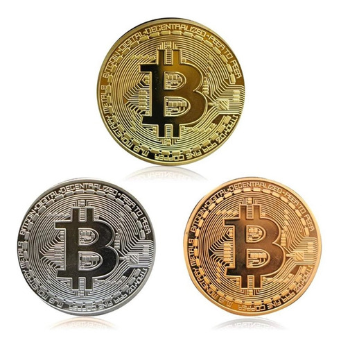 2 Monedas Bitcoin Dorado Criptomoneda Bit Coin Oro Fantasia