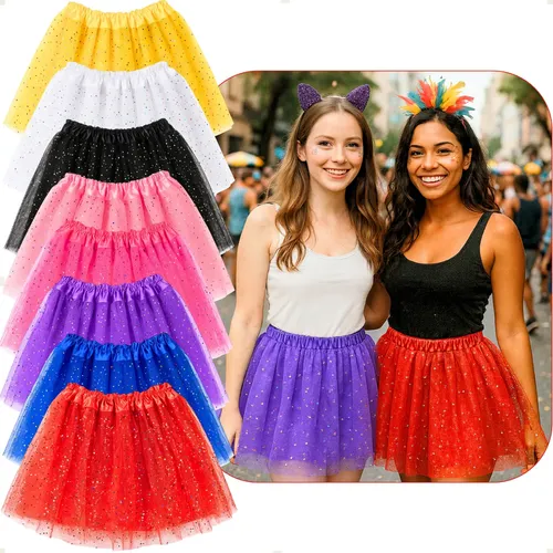 Saia Tule Tutu Adulto 40cm C/ Brilho Fantasia Carnaval Festa — R$ 19,89 em Mercado Livre, 54% OFF