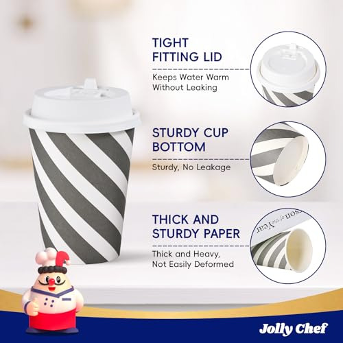 Jolly Chef 100 Pack 12 Oz Vasos De Café De Papel, Vasos Cal