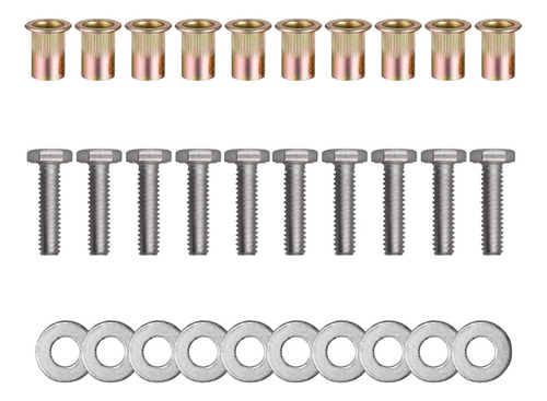 10 Tuercas Remache Rivet Nut 1/4  Con Tornillos Y Arandelas