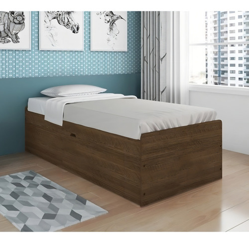 Cama Solteiro Com Baú Camila Framar Cor Malbec