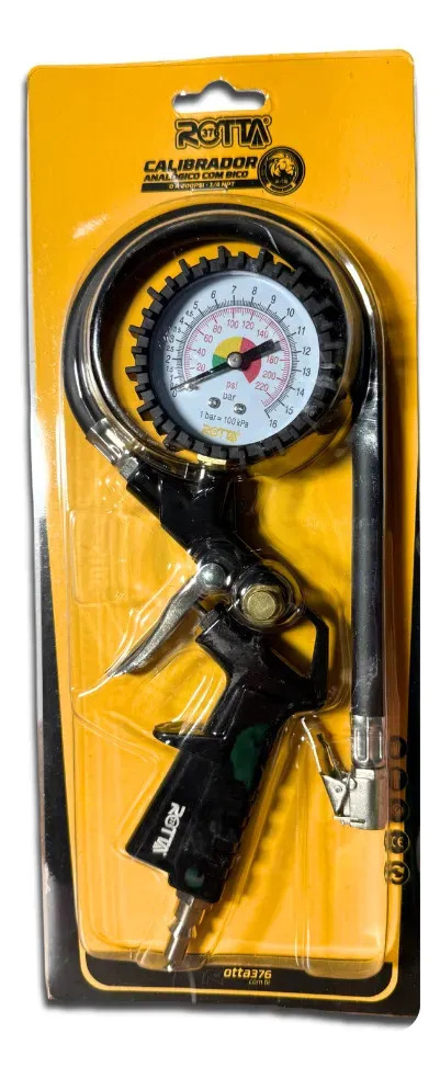 Calibrador P/ Pneus Pneumático C/ Manômetro Rotta 2858