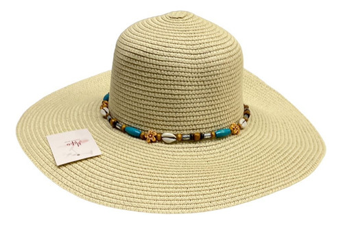 Sombrero De Paja Elegante Diseño Conchas Ideal Para Playa 