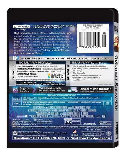 Imagen 2 de 3 de 4k Ultra Hd + Blu-ray The Greatest Showman / El Gran Showman
