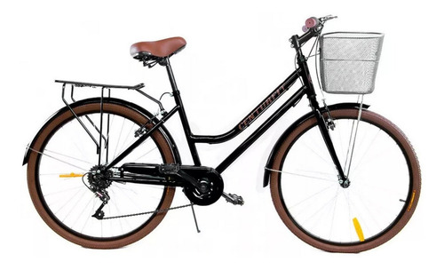 Bicicleta urbana Centurfit MKZ-BICIVINTAGE R26 7v frenos v-brakes color negro con pie de apoyo