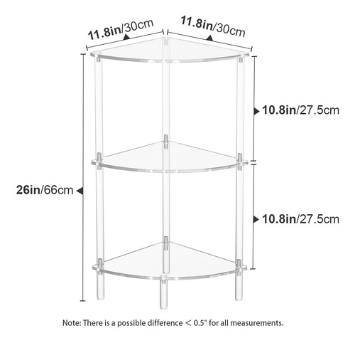 Mesa Auxiliar Triangular De 3 Capas De 30 Cm, Color Tra...