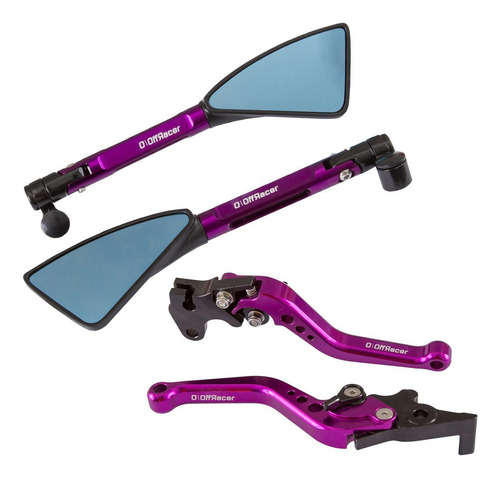 Kit Manete Curto Retrovisor Esportivo Roxo Para Moto Pcx 150