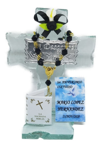 Cruz De Cristal Para Funeral Descance En Paz 5 Pz.