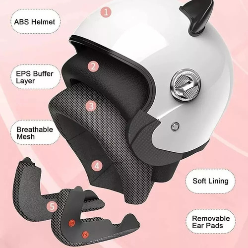 Capacete De Motocicleta Com Orelhas De Gato Para Homens E