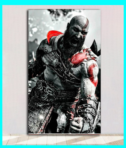 Cuadro Decorativo God Of War 29x50 Cm Videojuego Kratos Sala