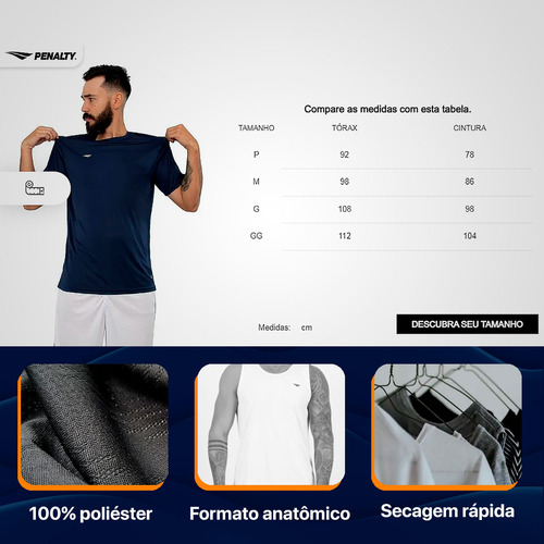 Camiseta Penalty Matis 2 Ix Dry One Fit Academia Tam G Azul