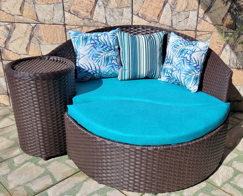 Sofá Chaise Dubai 1.50 Cm Vime Fibra Sintética Jardim