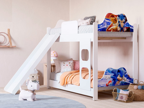 Cama simple Móveis Bela Bela com escorregador cuna color sonic fabricada en mdf