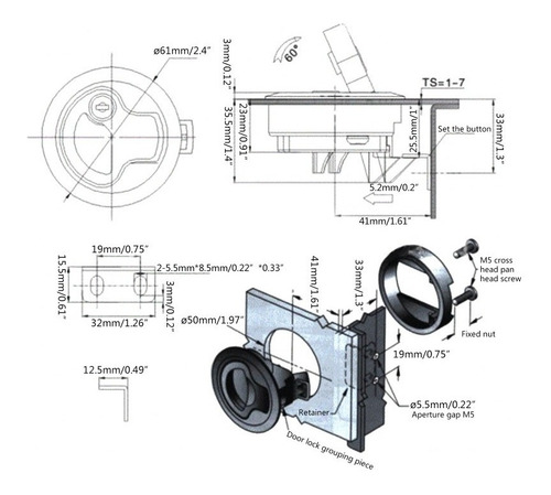 Fechadura Push Lock Trava Armario Motorhome Lancha Trailer