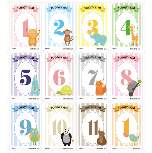 (1 #mold) Hoja Baby Monthly Milestone Cards Desde El Nacimie