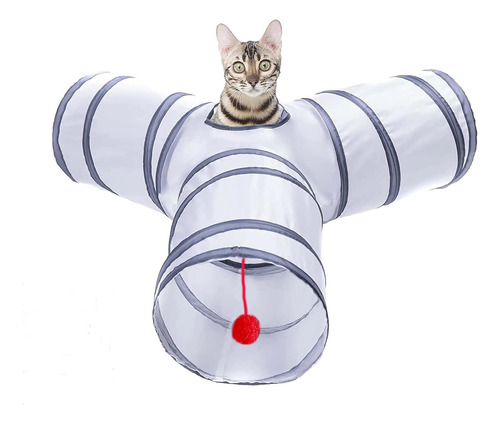 Cat Tunnel, Collapsible Tube With 1 Play Ball Toys, 3 Way...